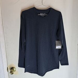 New BYLT Striped Drop Cut Long Sleeve Blend T-Shirt Size S